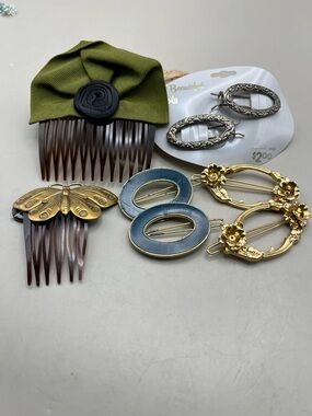 Elegant Vintage Hair Accessories Set with Gold and Burgundy Accents-Retro Style